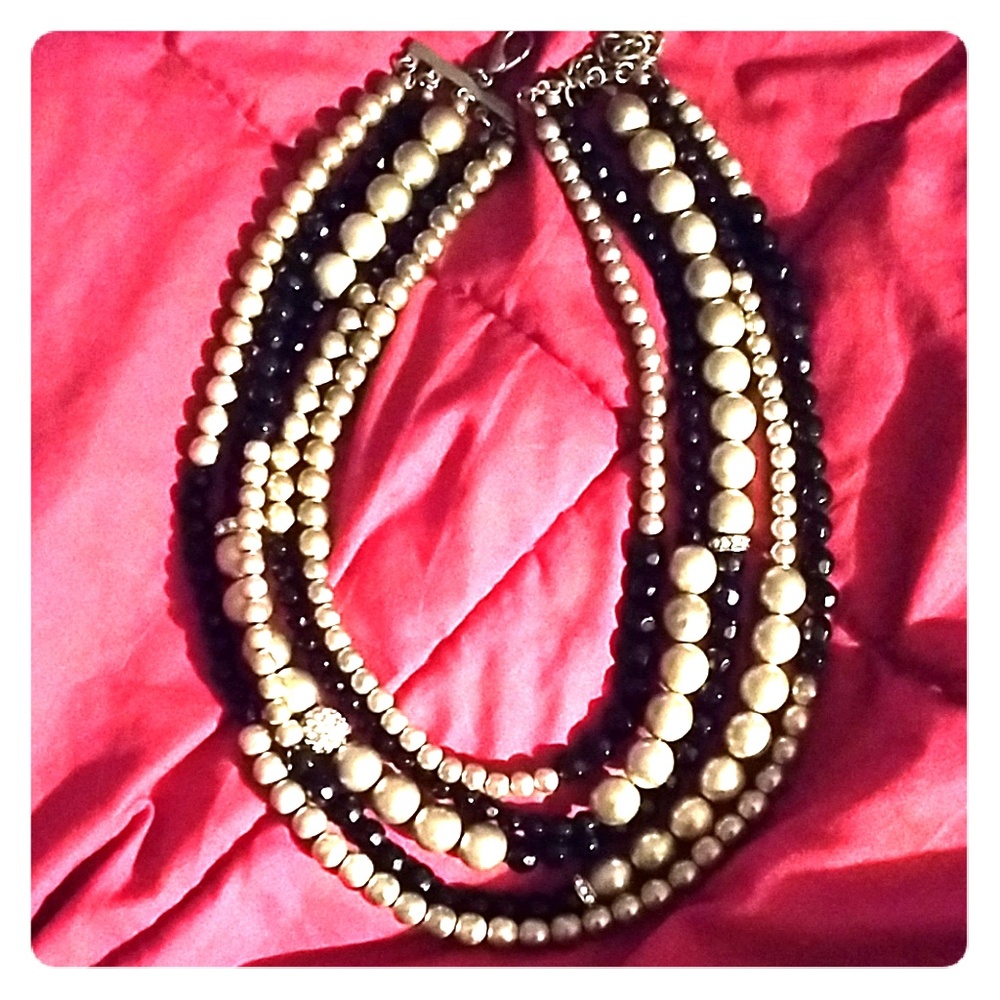 Chico's black & silver 4 chained necklace NWOT